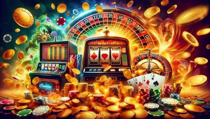 Ilustrasi berbagai permainan slot dan live casino di danatoto